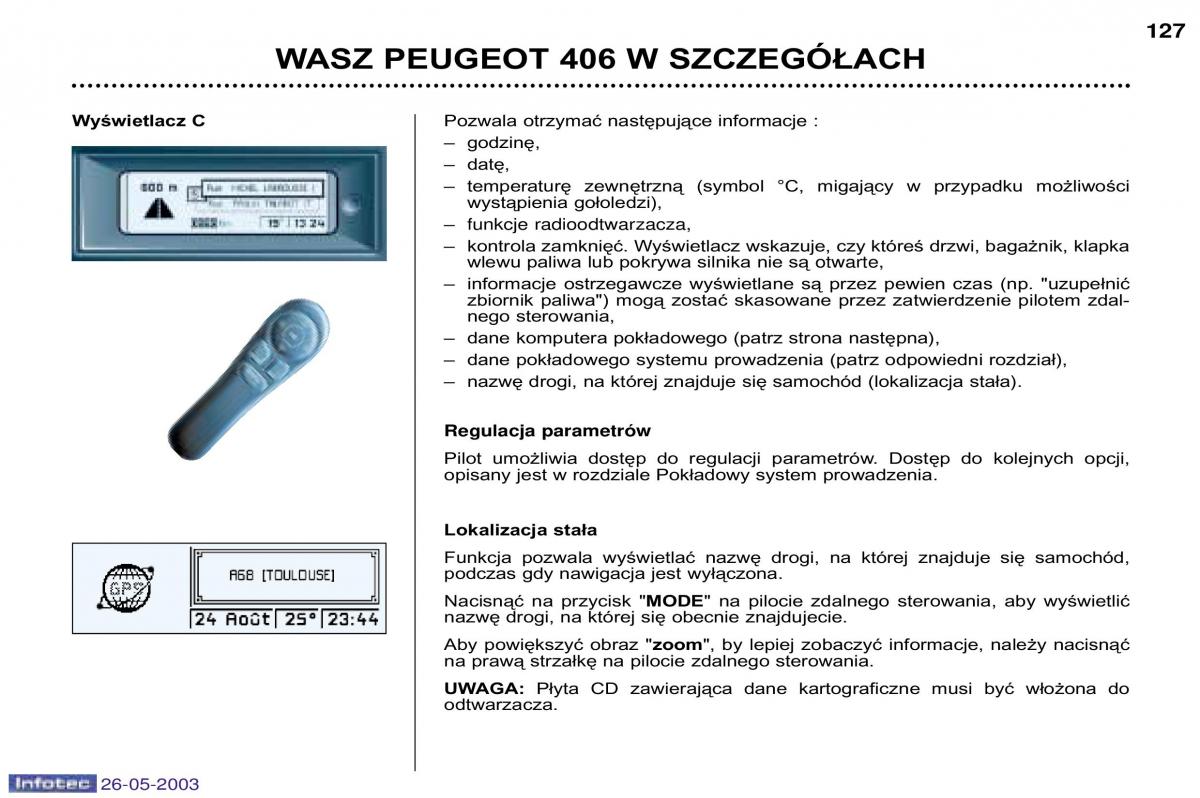 Peugeot 406 instrukcja obslugi / page 125