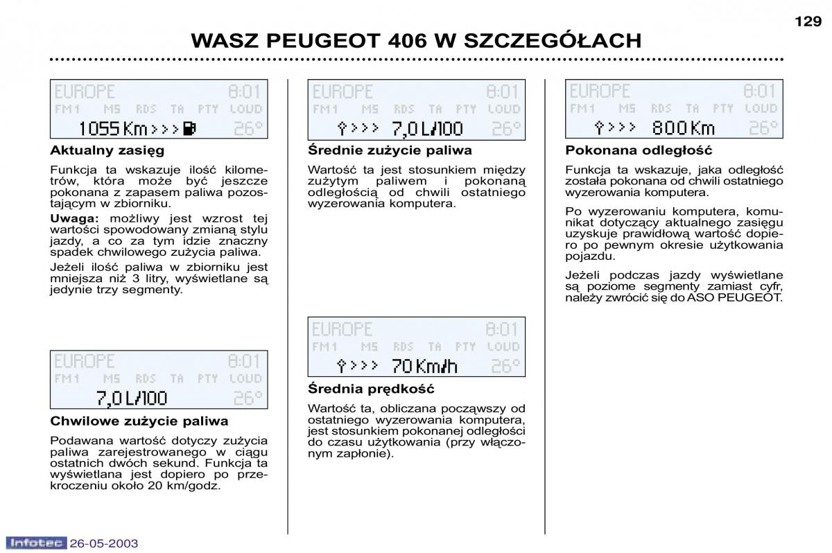 Peugeot 406 instrukcja obslugi / page 127