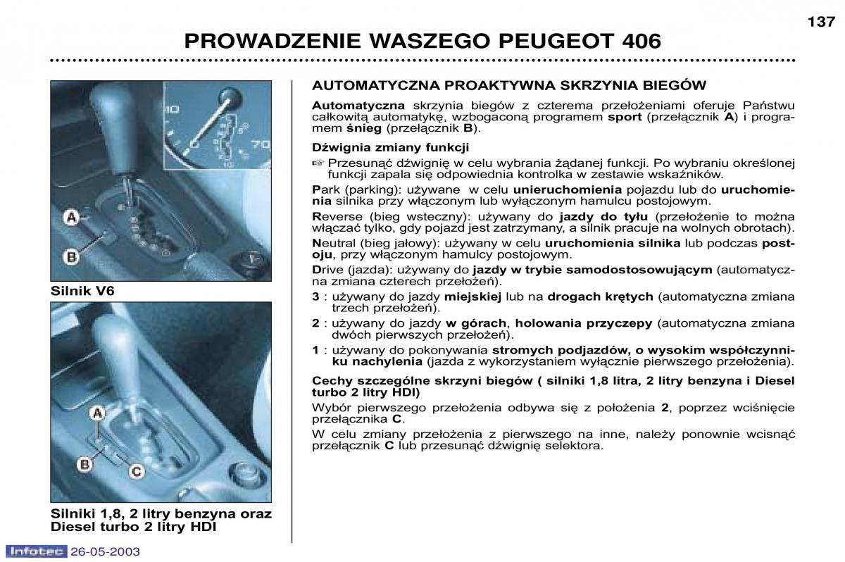 Peugeot 406 instrukcja obslugi / page 135