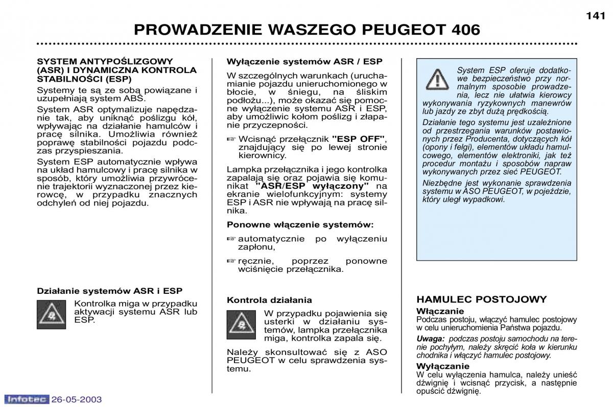 Peugeot 406 instrukcja obslugi / page 139