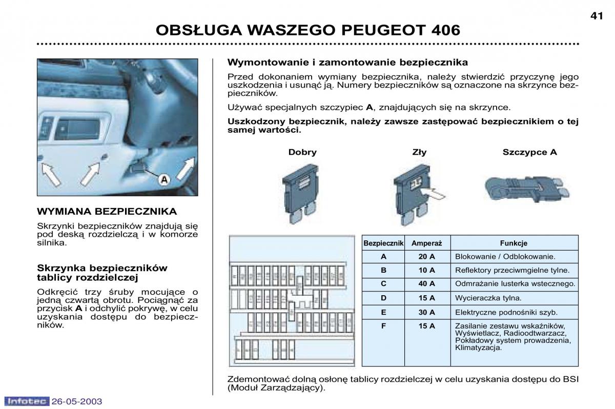 Peugeot 406 instrukcja obslugi / page 32