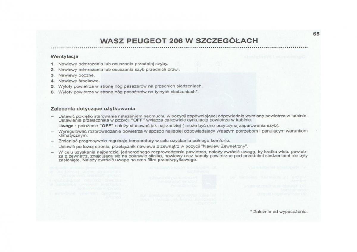 Peugeot 206 instrukcja obslugi / page 66