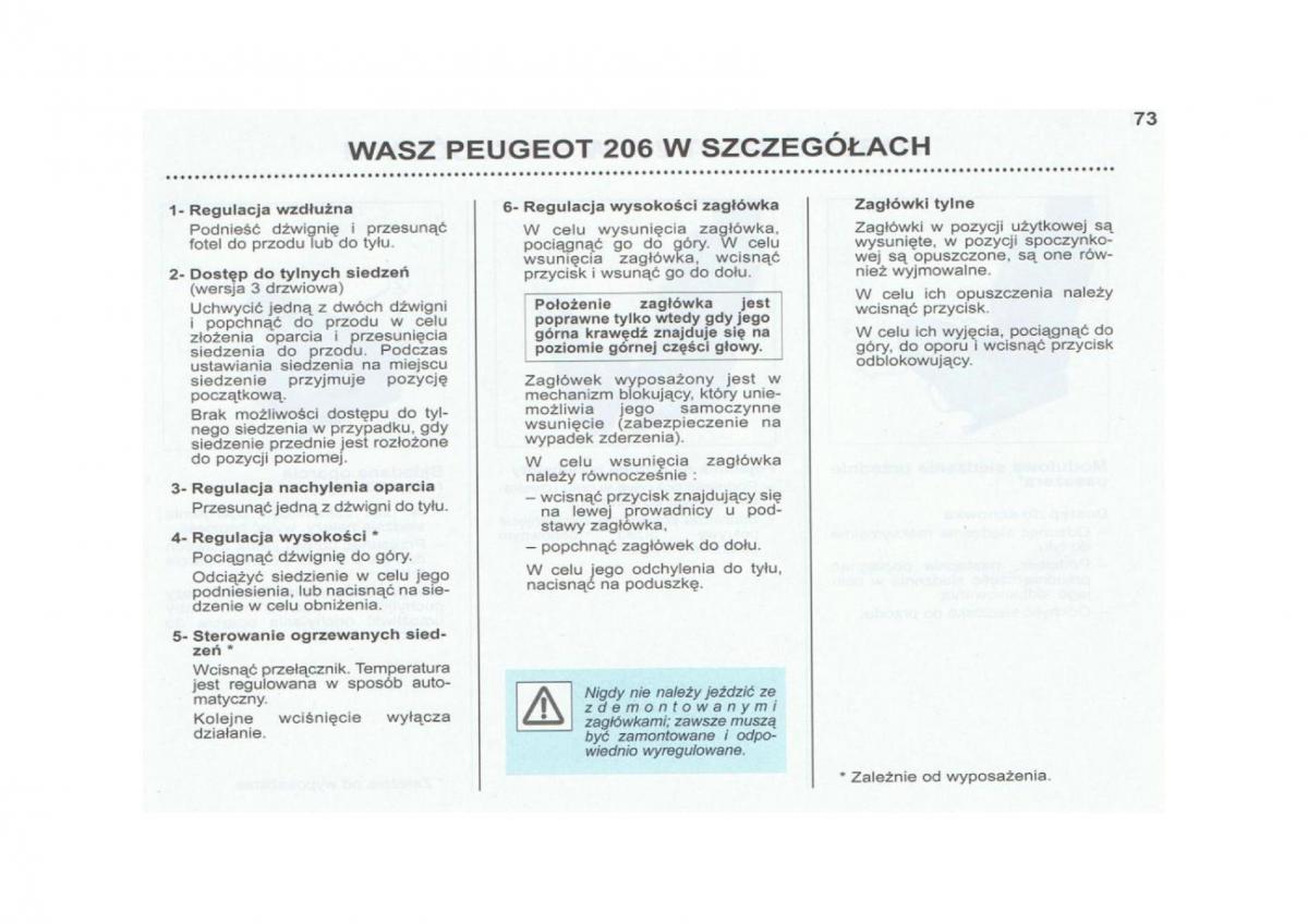 Peugeot 206 instrukcja obslugi / page 74