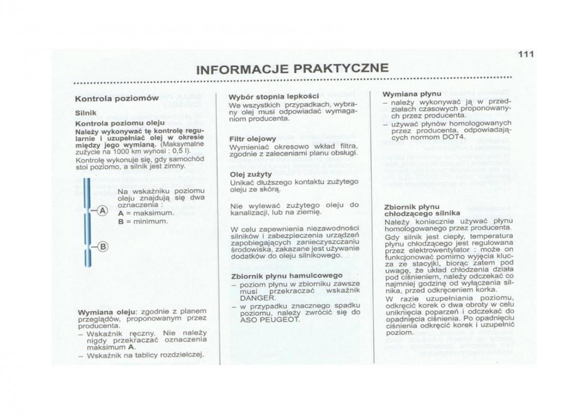 Peugeot 206 instrukcja obslugi / page 112