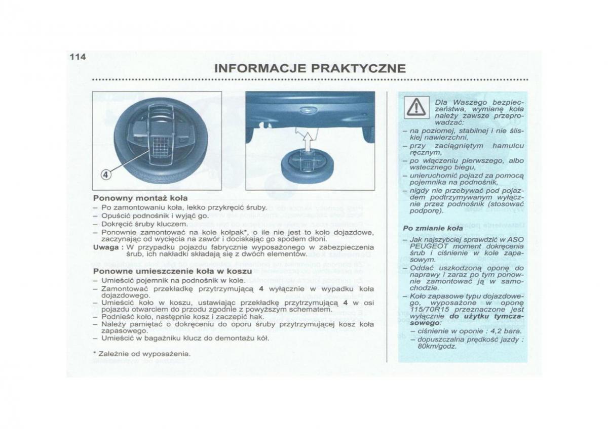 Peugeot 206 instrukcja obslugi / page 115