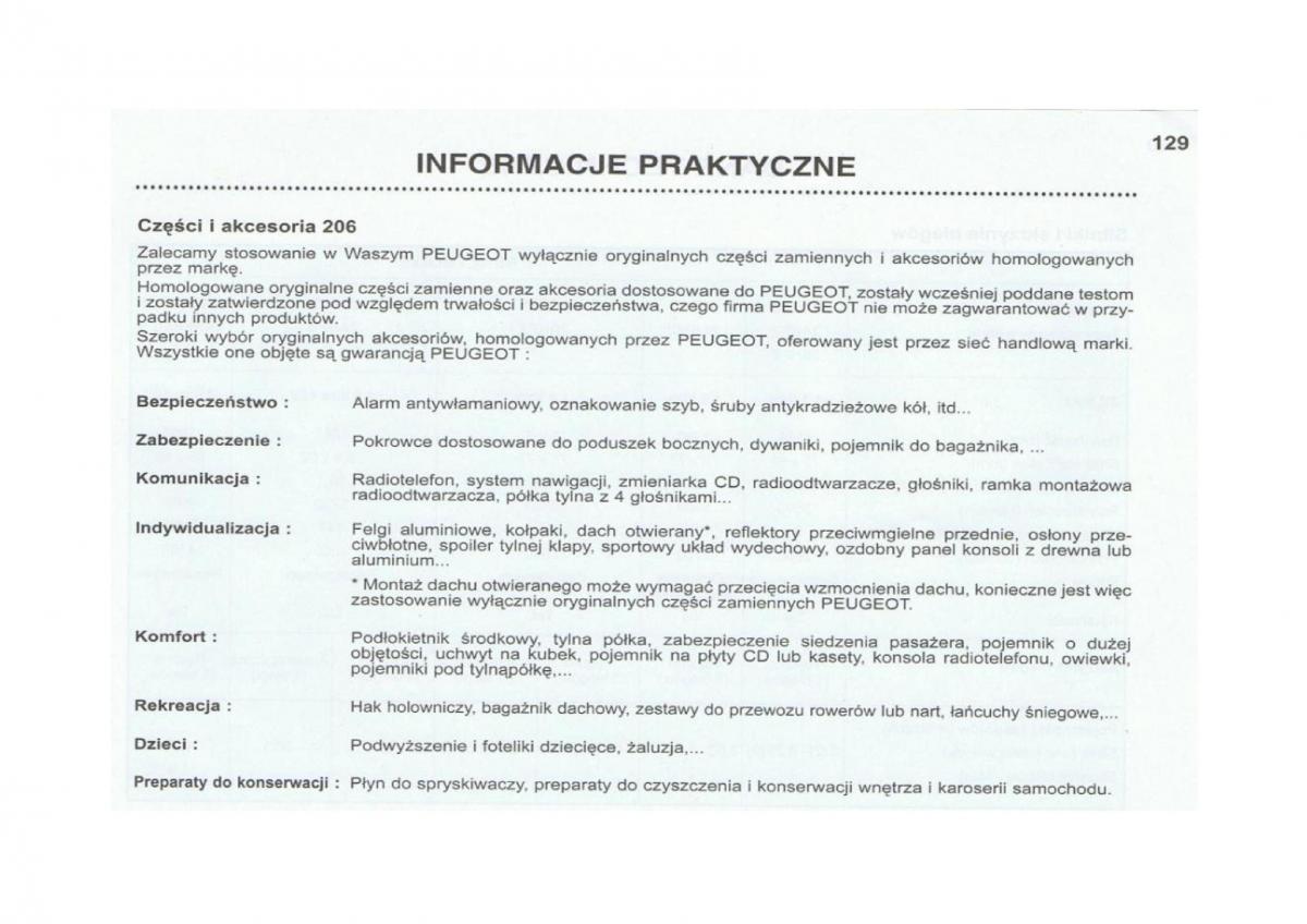 Peugeot 206 instrukcja obslugi / page 130