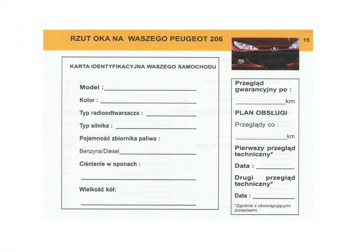 Peugeot 206 instrukcja obslugi / page 16