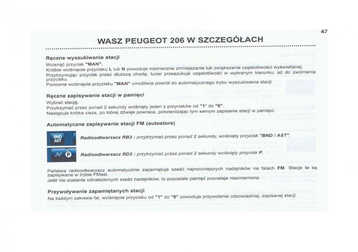 Peugeot 206 instrukcja obslugi / page 48