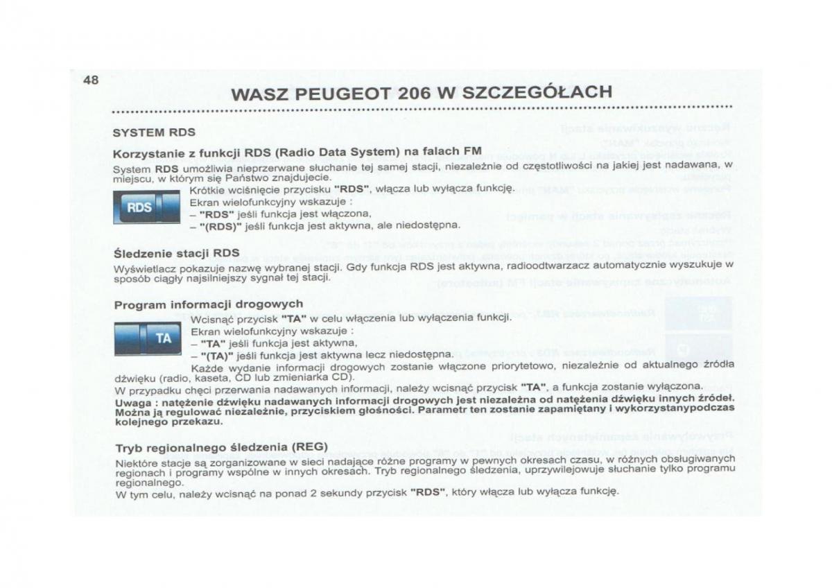 Peugeot 206 instrukcja obslugi / page 49