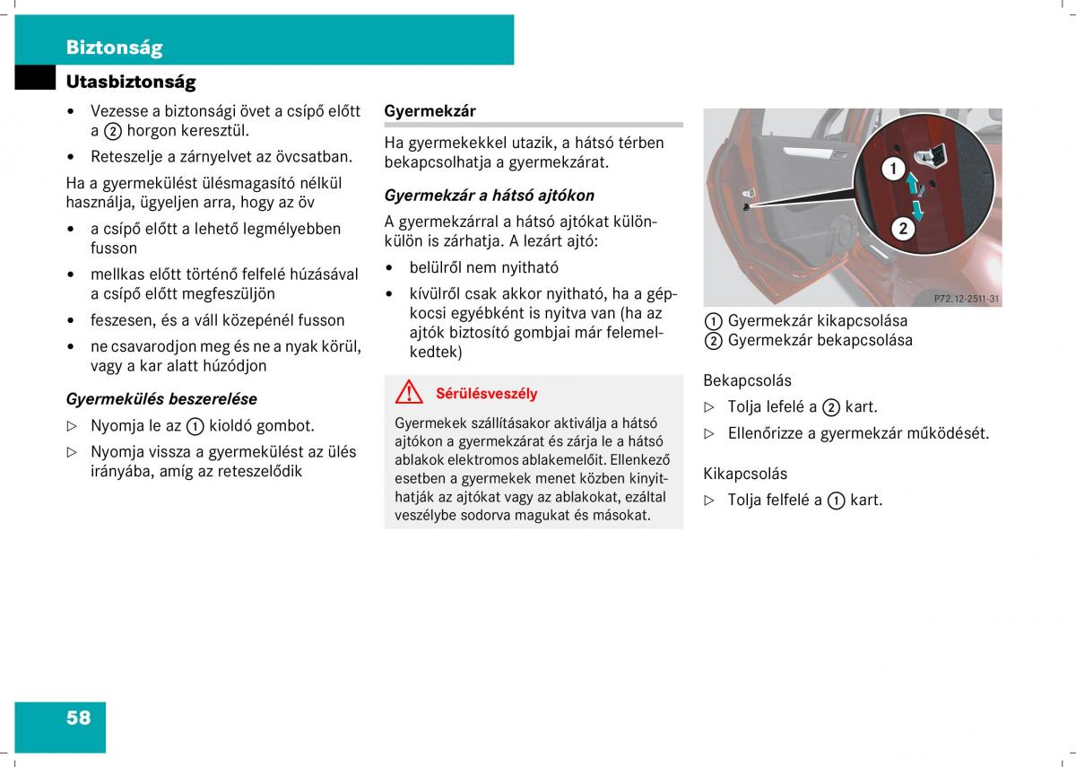 Mercedes Benz B Class W245 Kezelesi utmutato / page 60