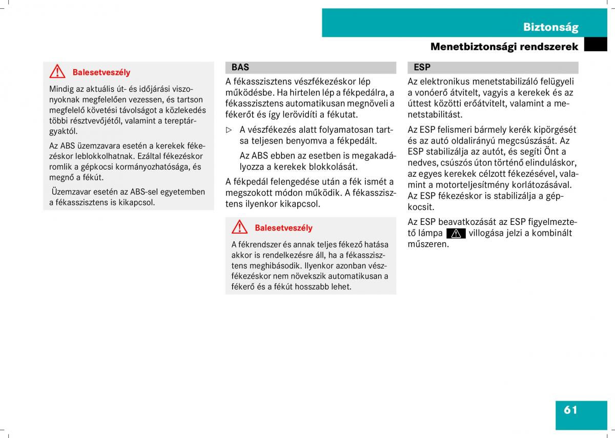 Mercedes Benz B Class W245 Kezelesi utmutato / page 63