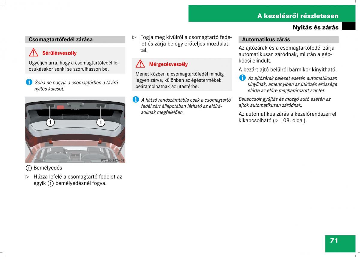 Mercedes Benz B Class W245 Kezelesi utmutato / page 73