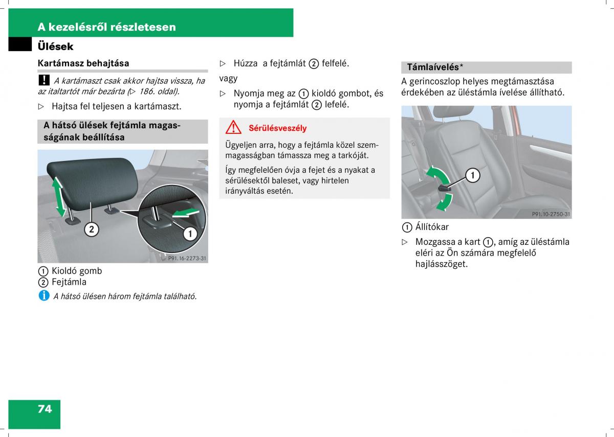 Mercedes Benz B Class W245 Kezelesi utmutato / page 76