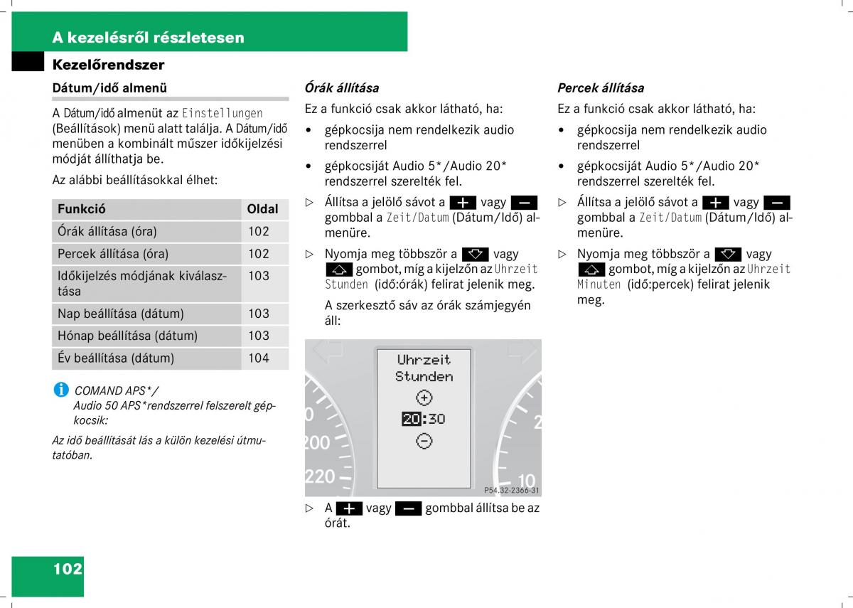 Mercedes Benz B Class W245 Kezelesi utmutato / page 104