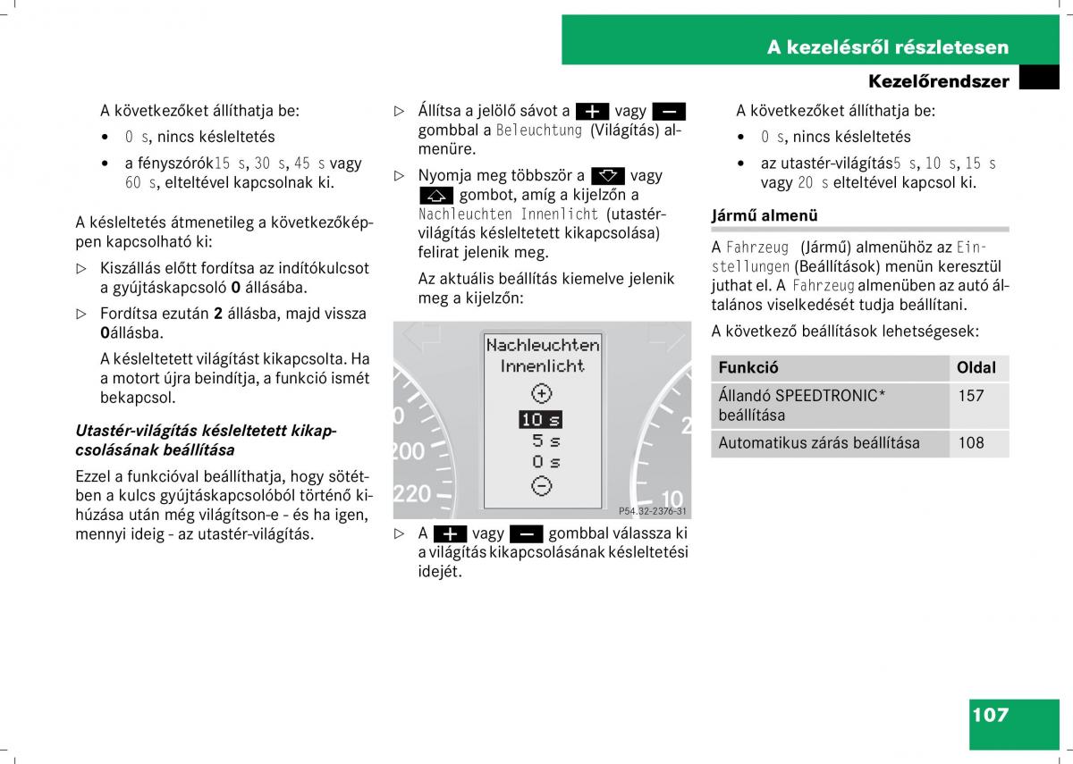 Mercedes Benz B Class W245 Kezelesi utmutato / page 109