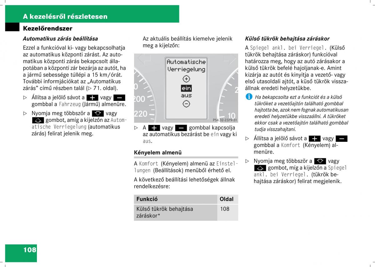 Mercedes Benz B Class W245 Kezelesi utmutato / page 110