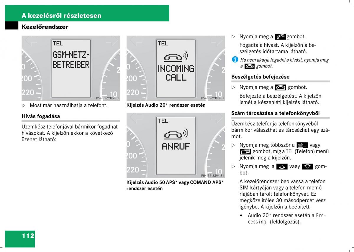 Mercedes Benz B Class W245 Kezelesi utmutato / page 114