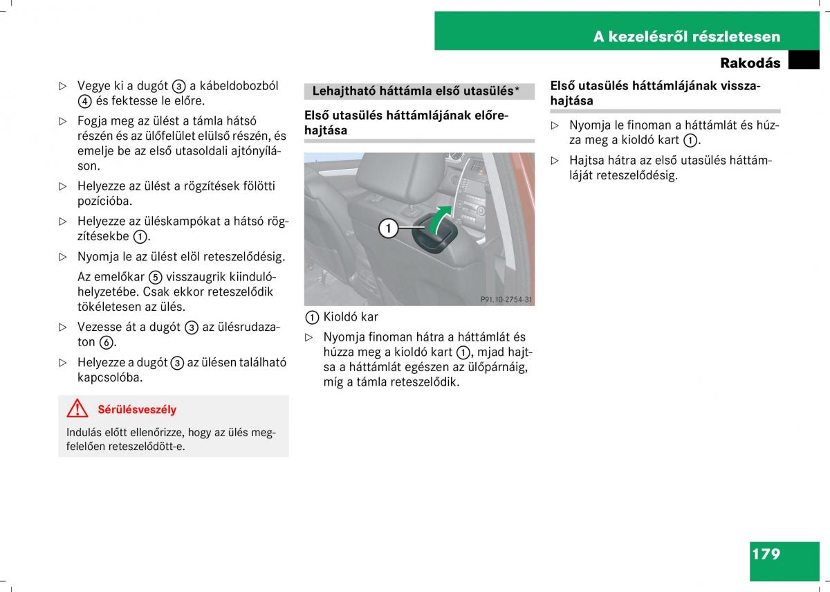 Mercedes Benz B Class W245 Kezelesi utmutato / page 181