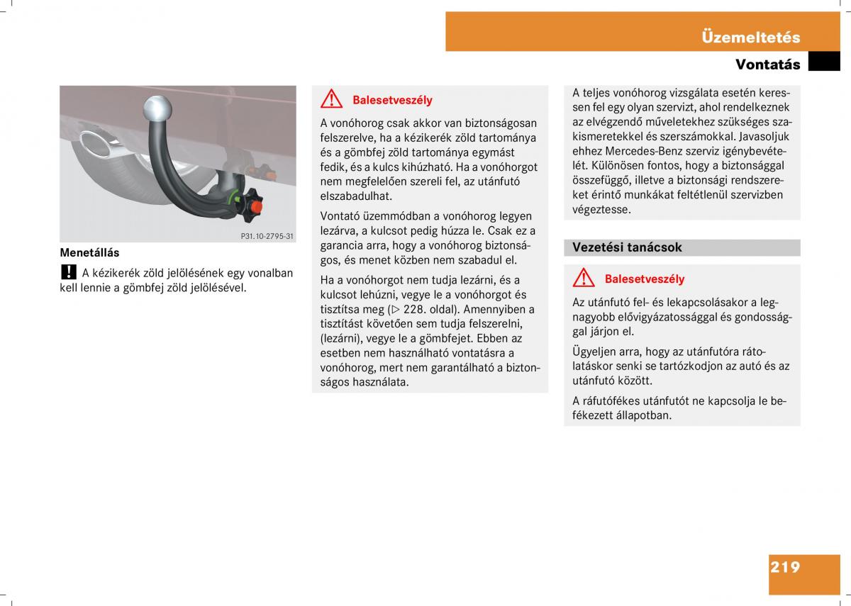 Mercedes Benz B Class W245 Kezelesi utmutato / page 221