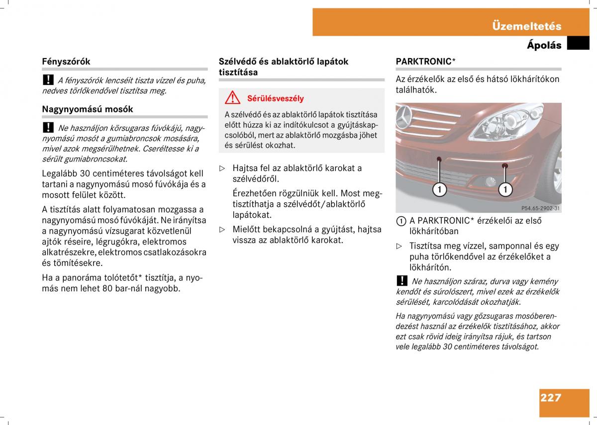 Mercedes Benz B Class W245 Kezelesi utmutato / page 229