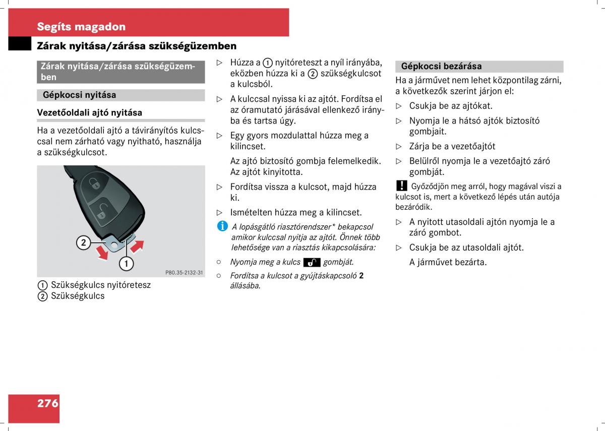 Mercedes Benz B Class W245 Kezelesi utmutato / page 278