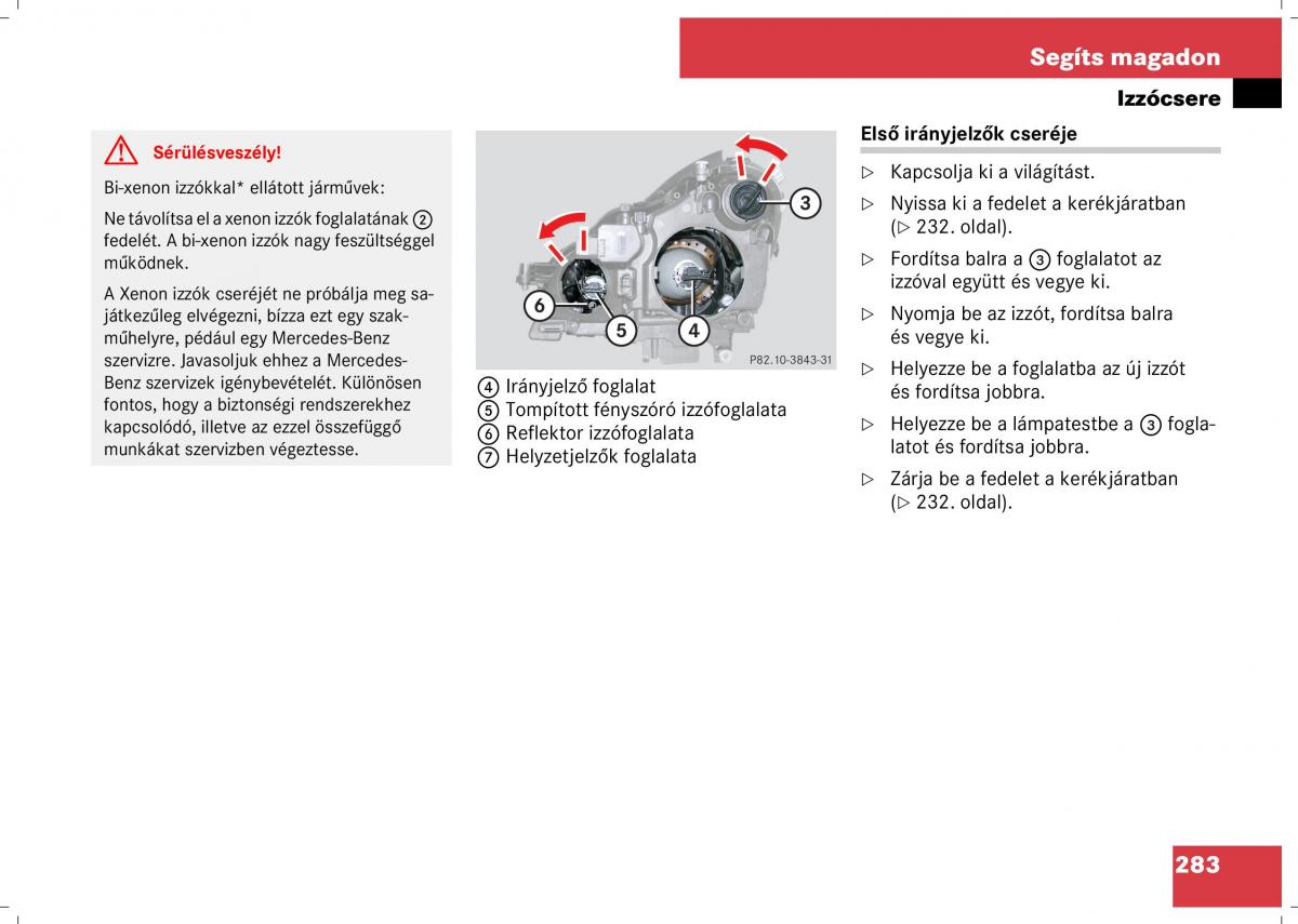 Mercedes Benz B Class W245 Kezelesi utmutato / page 285