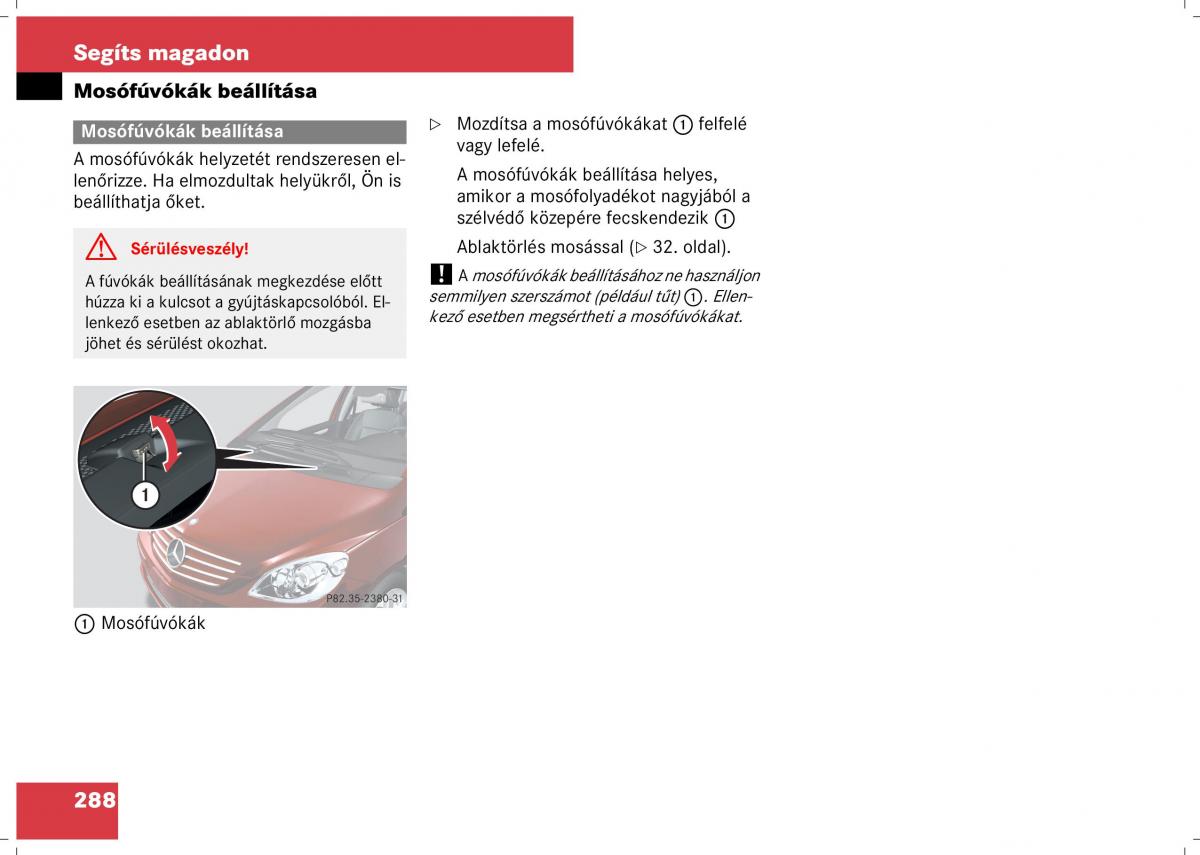 Mercedes Benz B Class W245 Kezelesi utmutato / page 290