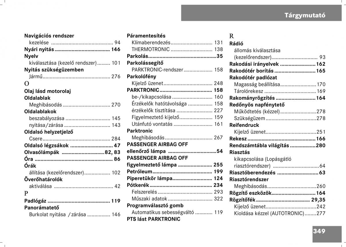 Mercedes Benz B Class W245 Kezelesi utmutato / page 351