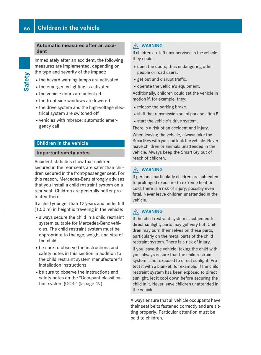 Mercedes Benz B Class W246 owners manual / page 58