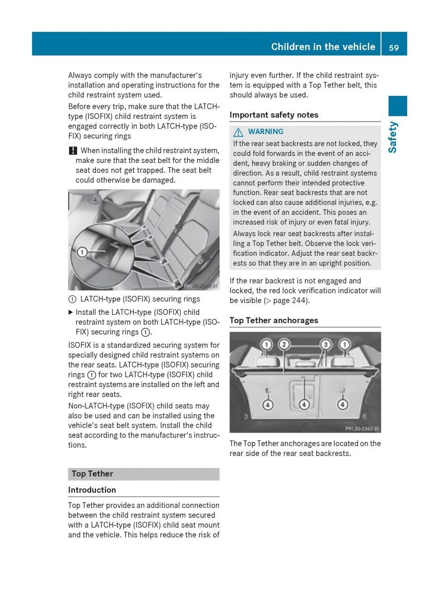 Mercedes Benz B Class W246 owners manual / page 61