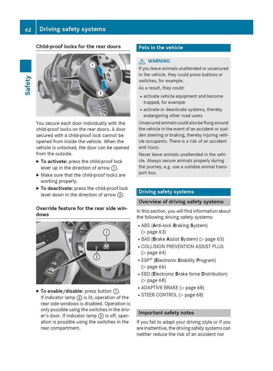 Mercedes Benz B Class W246 owners manual / page 64