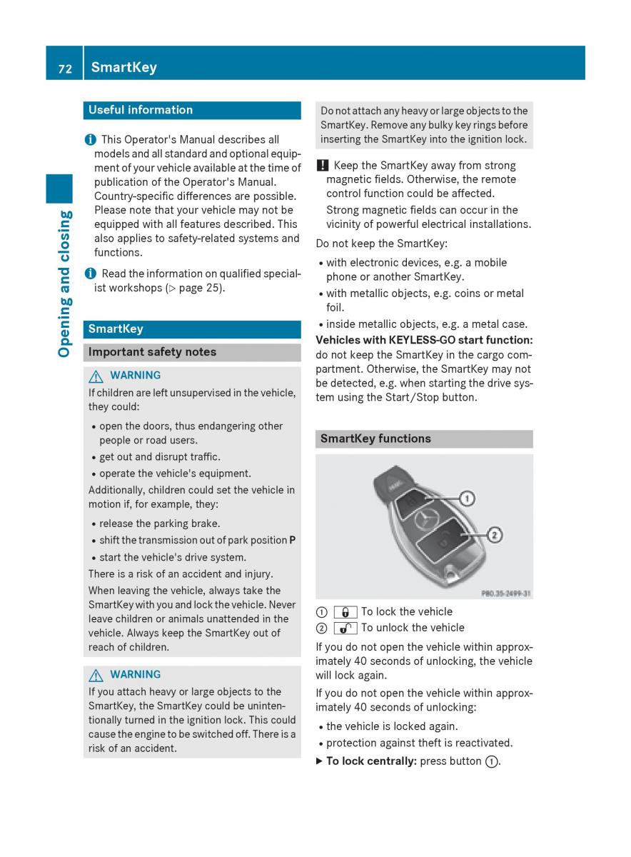 Mercedes Benz B Class W246 owners manual / page 74