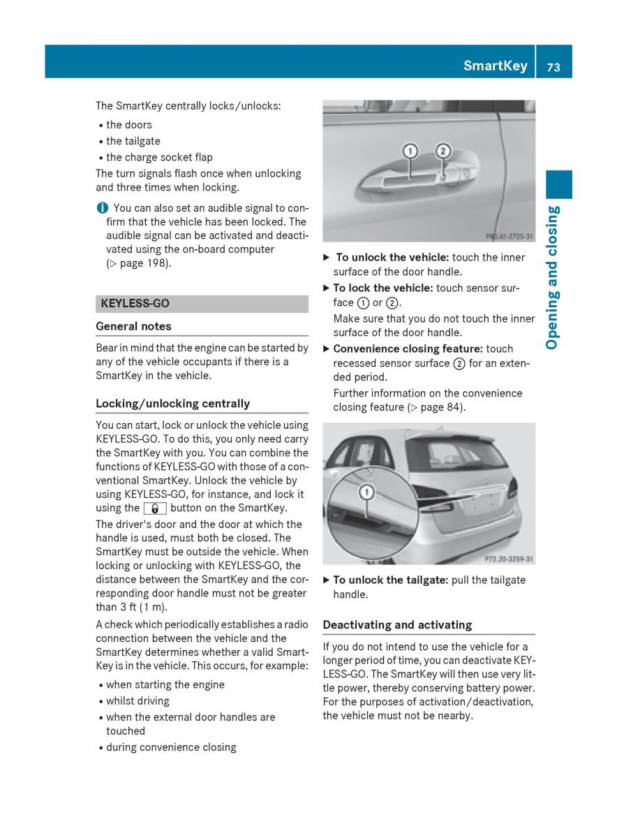 Mercedes Benz B Class W246 owners manual / page 75