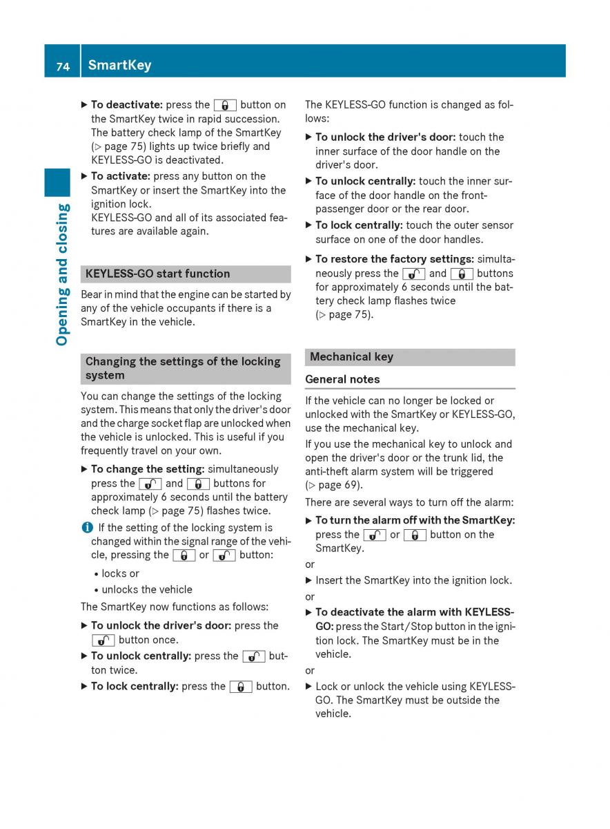 Mercedes Benz B Class W246 owners manual / page 76