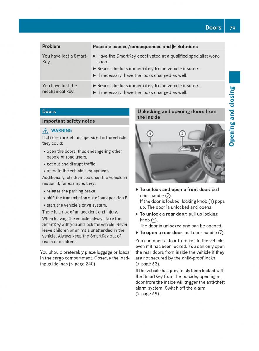 Mercedes Benz B Class W246 owners manual / page 81