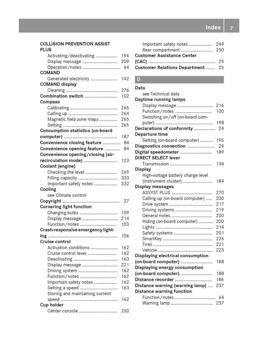 Mercedes Benz B Class W246 owners manual / page 9