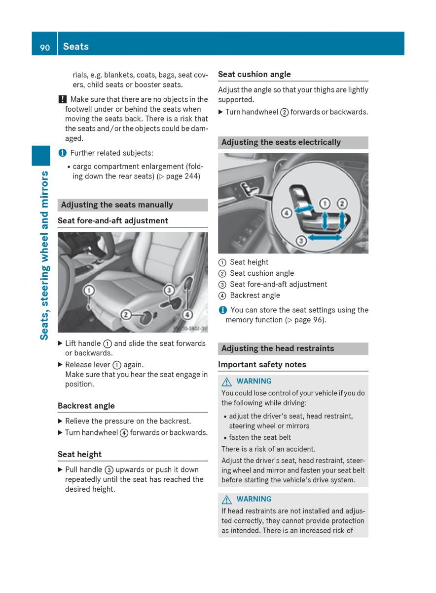 Mercedes Benz B Class W246 owners manual / page 92