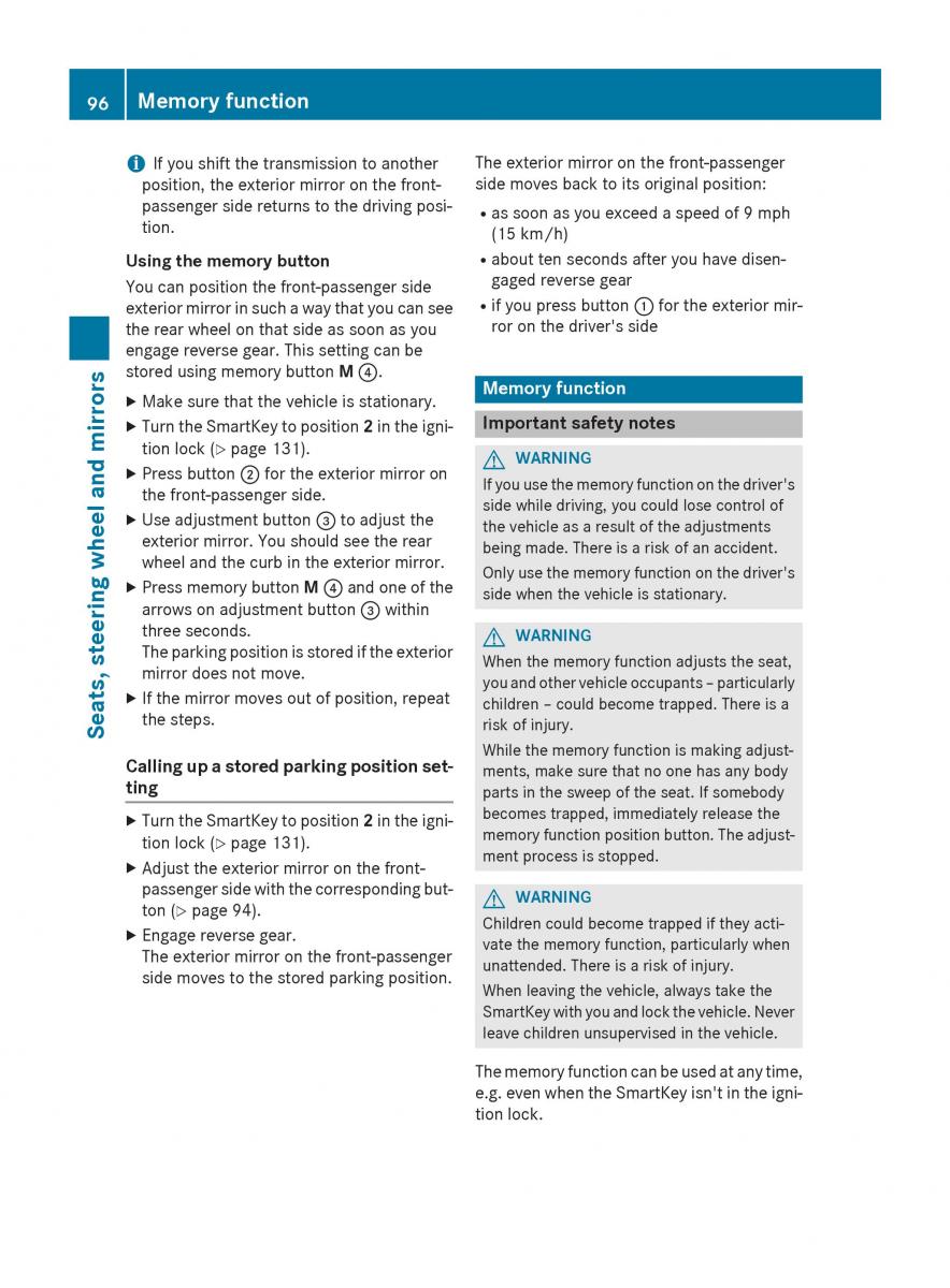 Mercedes Benz B Class W246 owners manual / page 98