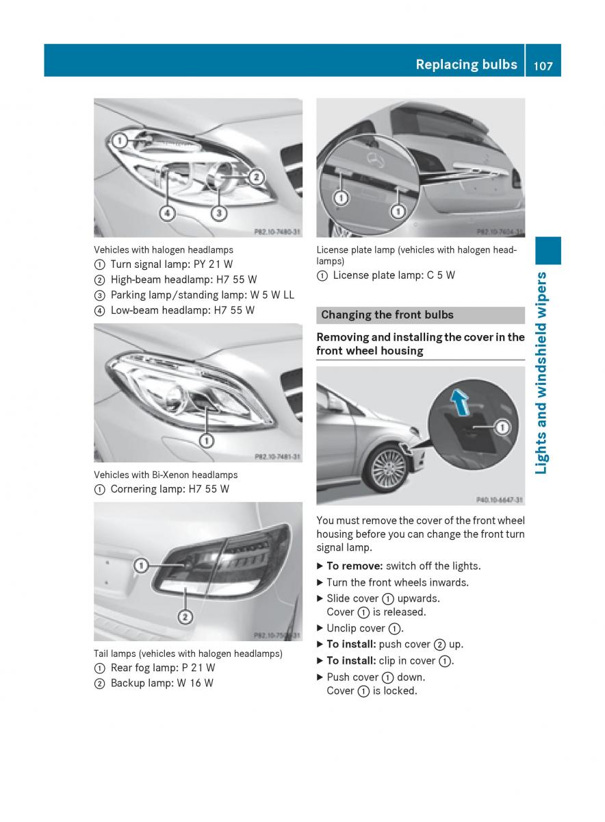 Mercedes Benz B Class W246 owners manual / page 109