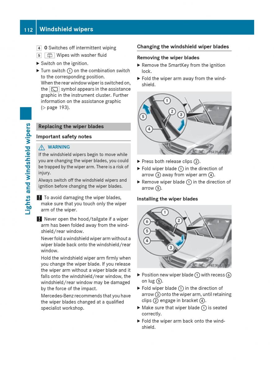 Mercedes Benz B Class W246 owners manual / page 114