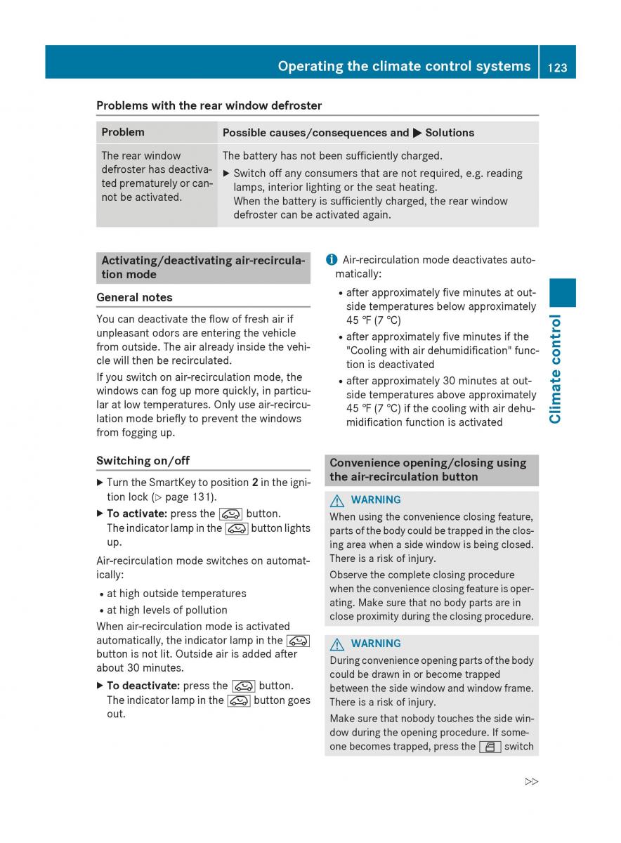 Mercedes Benz B Class W246 owners manual / page 125