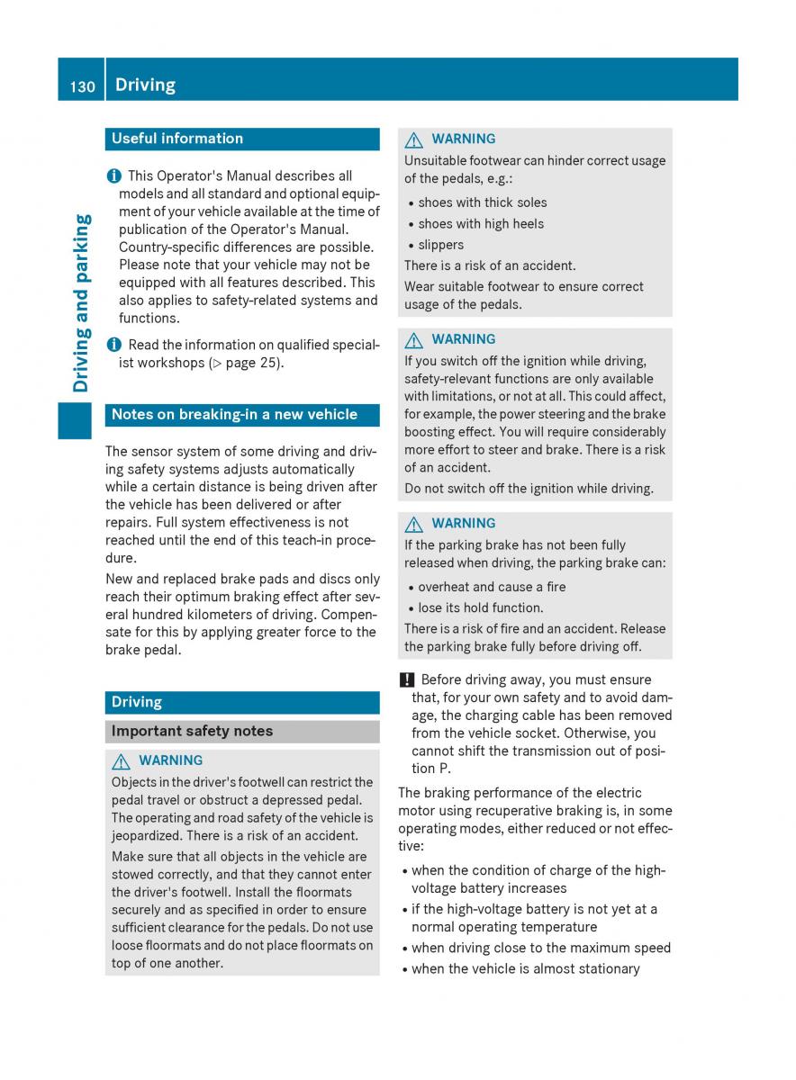 Mercedes Benz B Class W246 owners manual / page 132