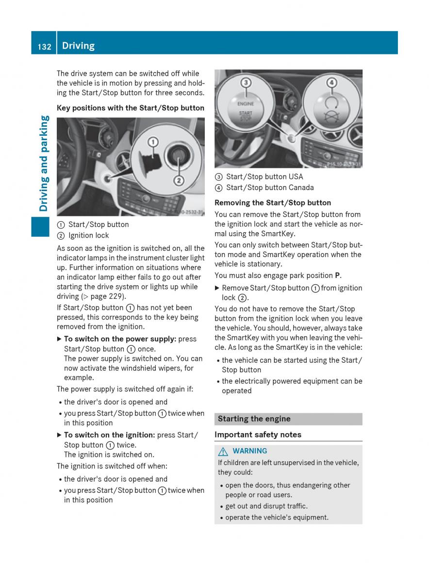 Mercedes Benz B Class W246 owners manual / page 134