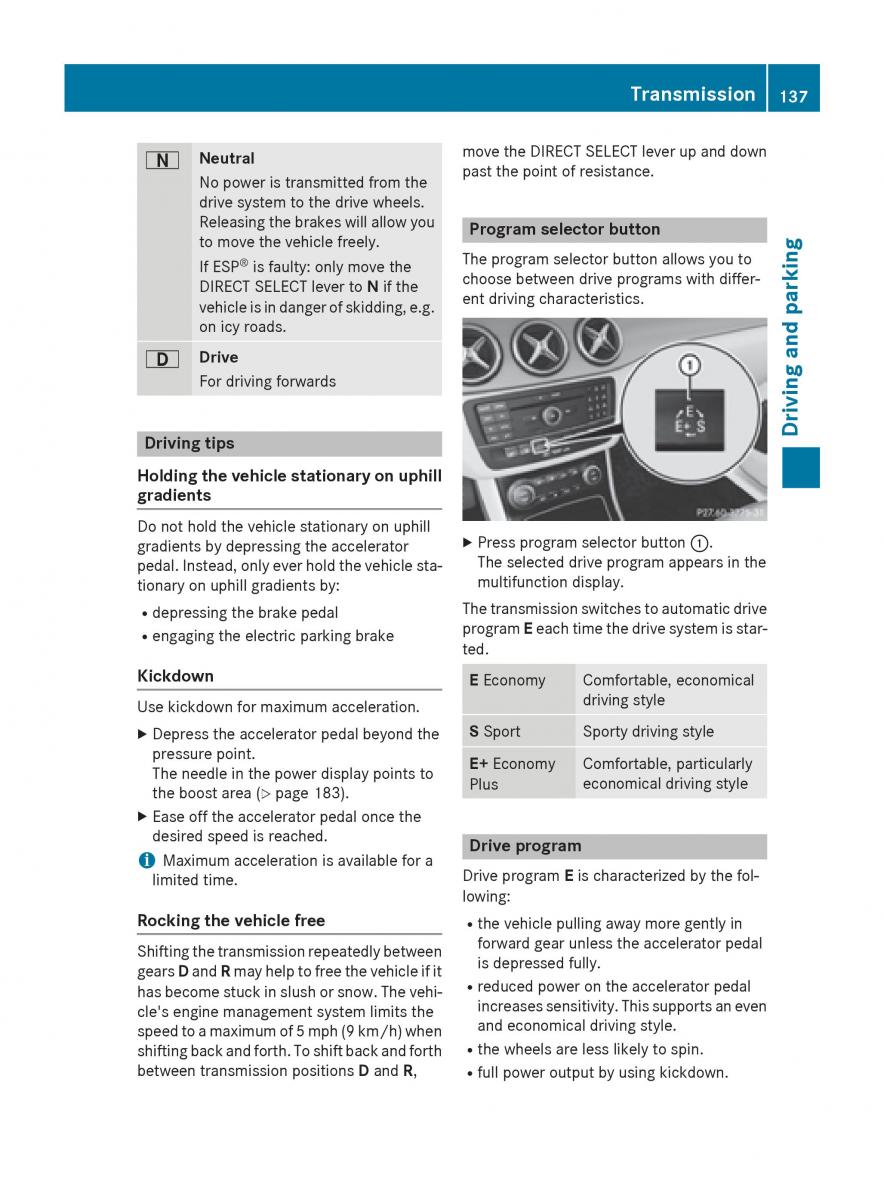 Mercedes Benz B Class W246 owners manual / page 139