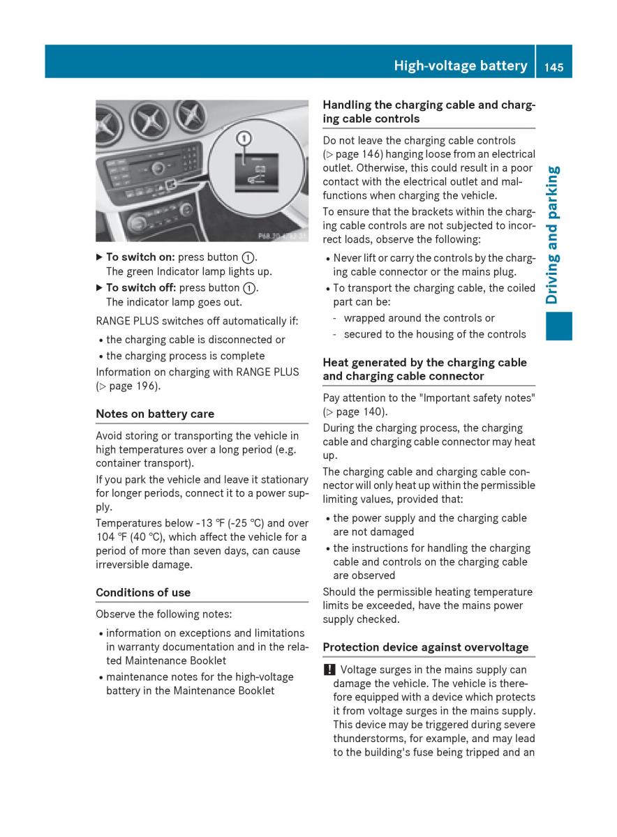 Mercedes Benz B Class W246 owners manual / page 147