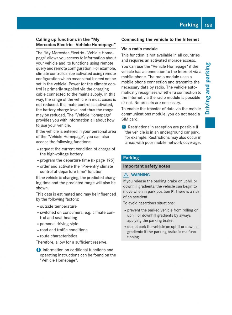 Mercedes Benz B Class W246 owners manual / page 155