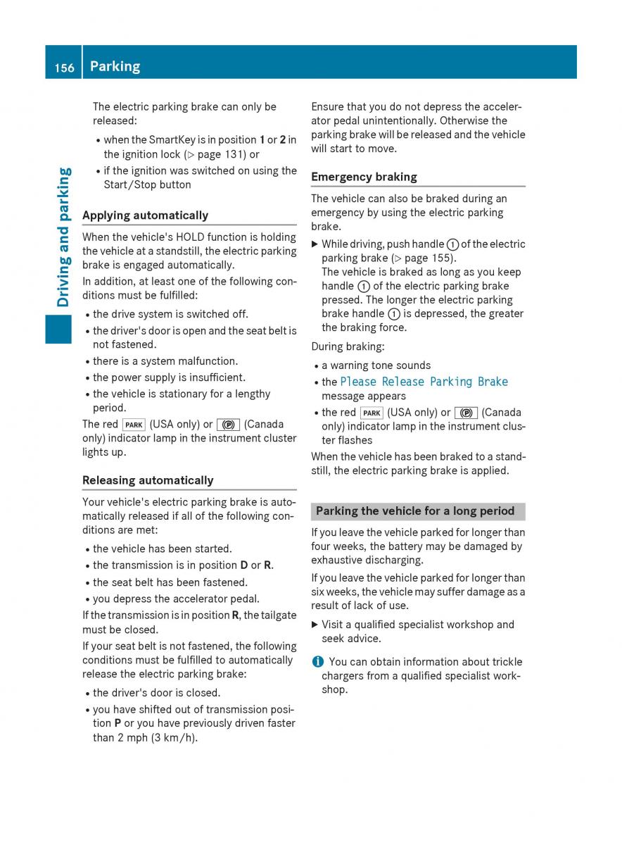 Mercedes Benz B Class W246 owners manual / page 158