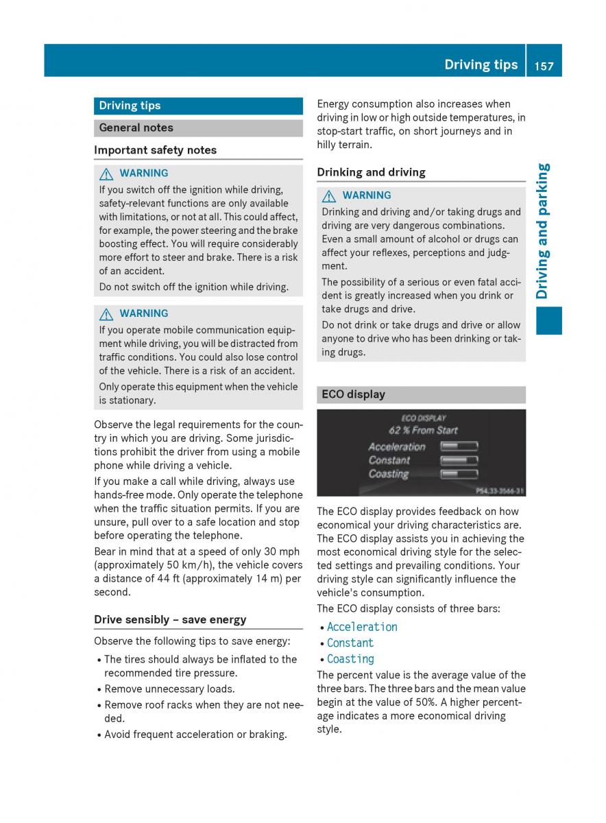 Mercedes Benz B Class W246 owners manual / page 159