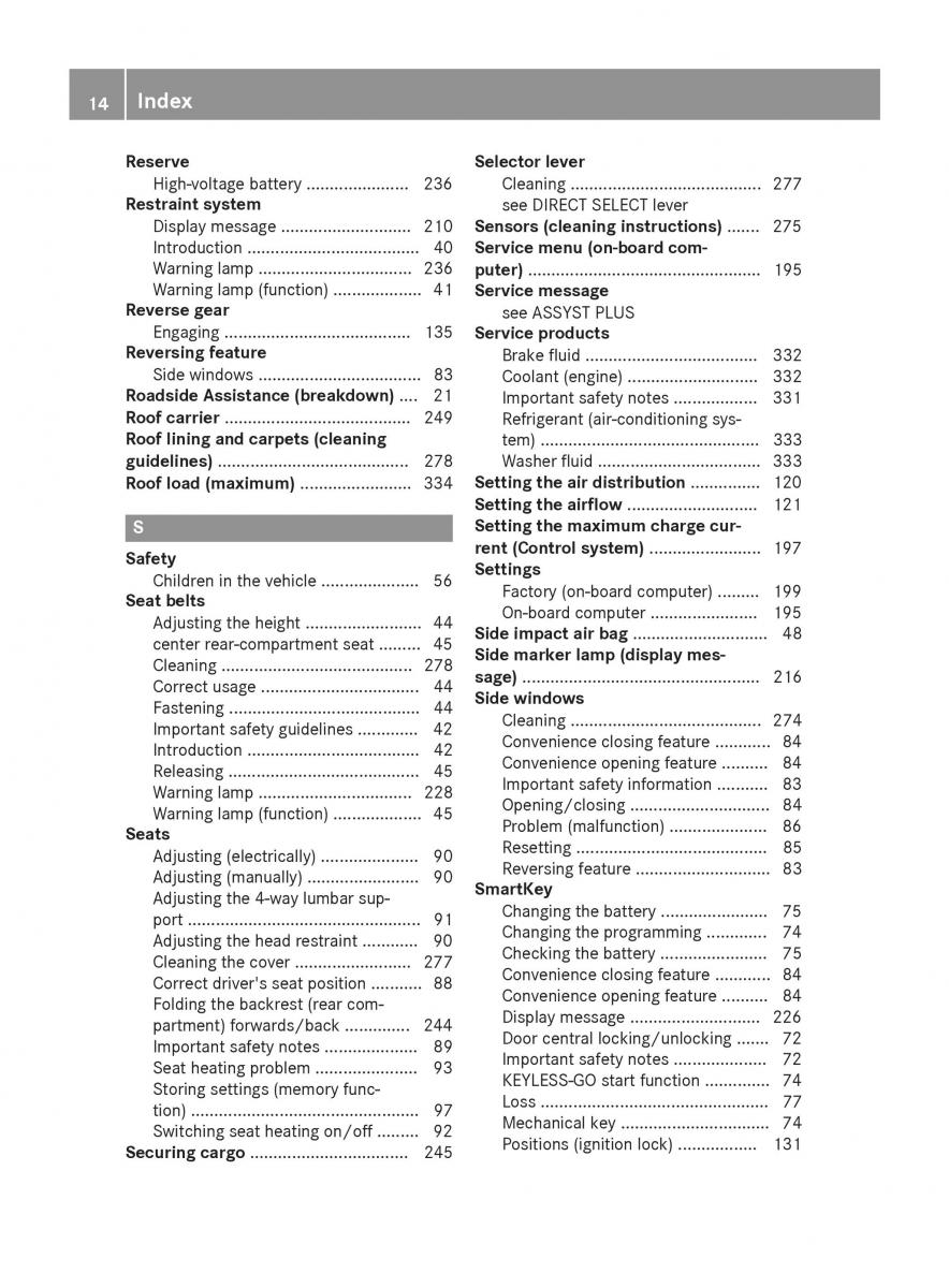 Mercedes Benz B Class W246 owners manual / page 16