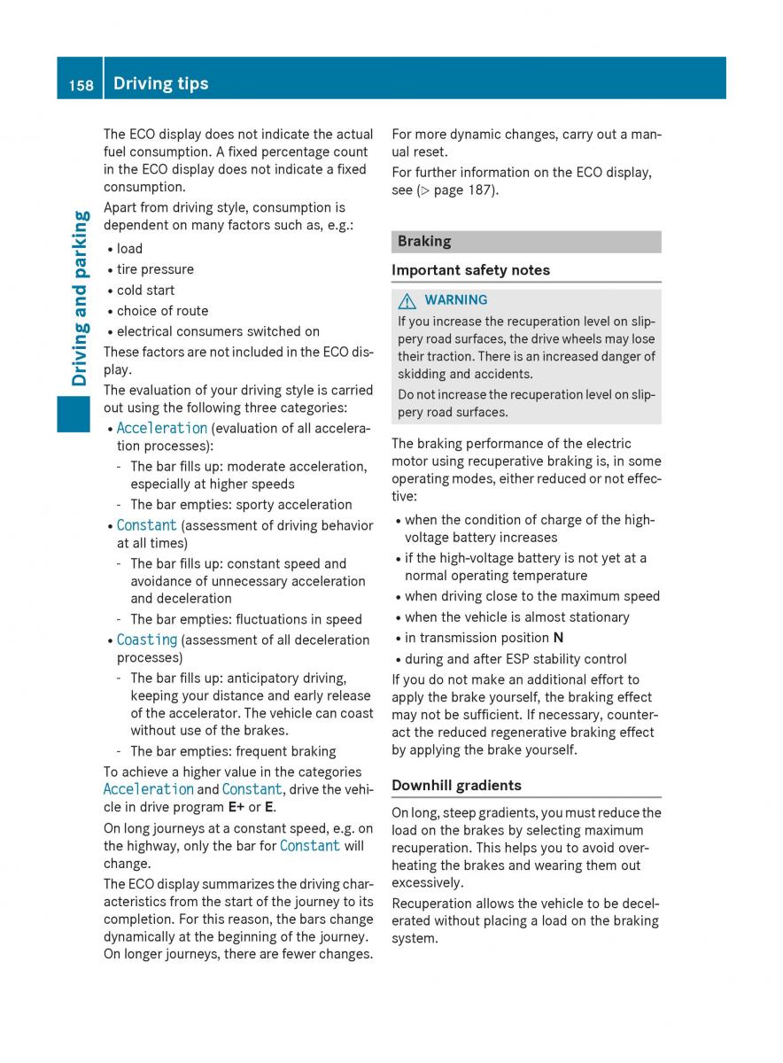 Mercedes Benz B Class W246 owners manual / page 160